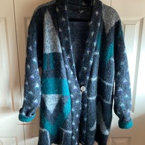 Falcon Italian Design Wool Mohair Blend Heavy Knit Pockets Cardigan/Coat S-XL